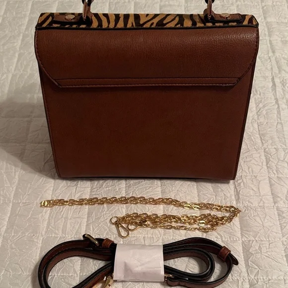 Dune LondonZebra Pattern Brown Satchel with Calf Hair. NWOT - Picture 8 of 12